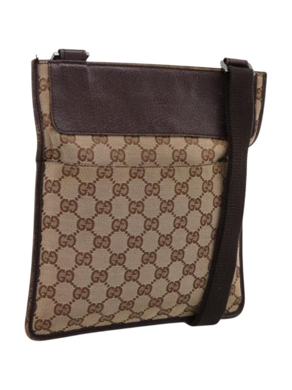 GUCCI GG Canvas Shoulder Bag Beige Silver 27639